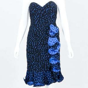 NEIMAN MARCUS • AJ BARI Designer VTG Polka Dots Strapless Evening Dress 10